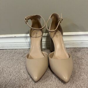 Aldo Women's Cream Ankle Strap Heels